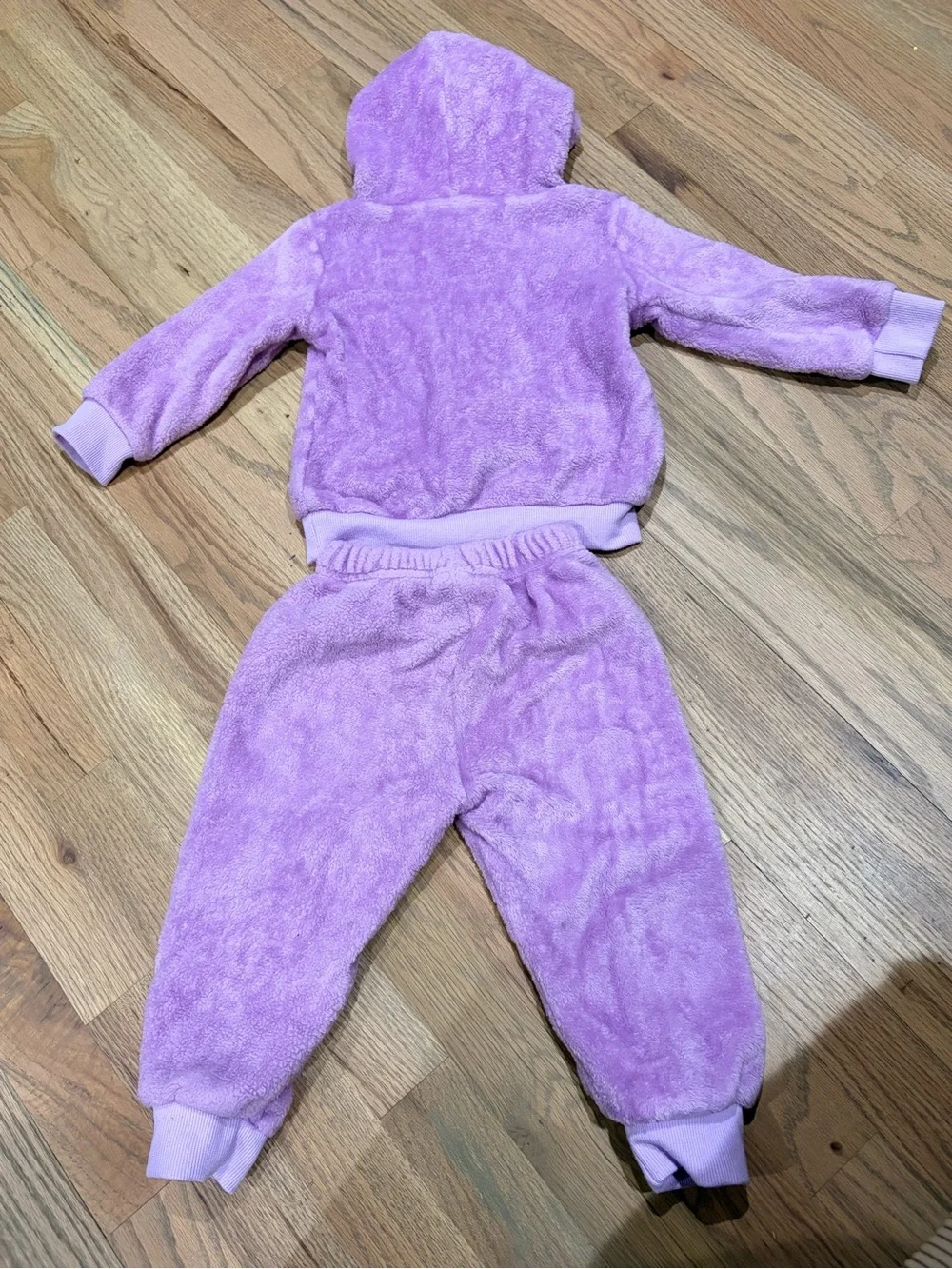 Toddler girl soft fuzzy sweat outfit with heart